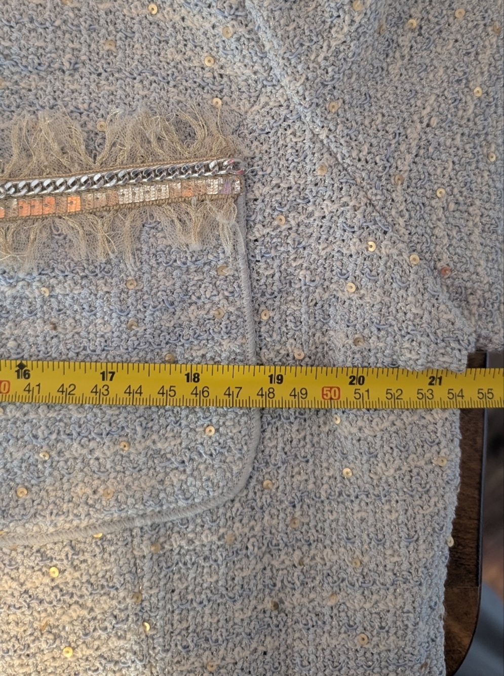 St. John Light Blue and Cream Tweed Jacket - Picture 7 of 7
